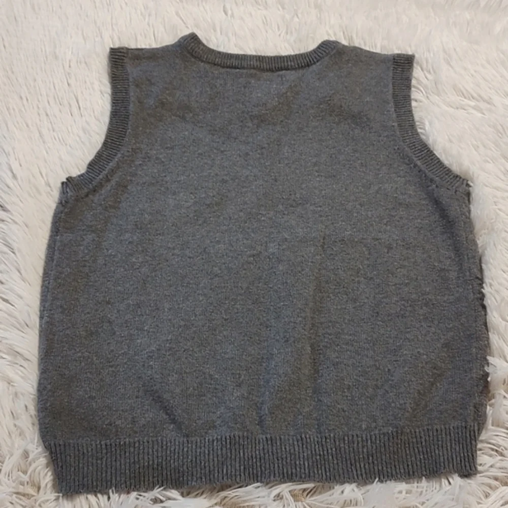 Place Boy's Argyle Sweater Vest Gray Black Red White V-neck 100% Cotton Size 4T